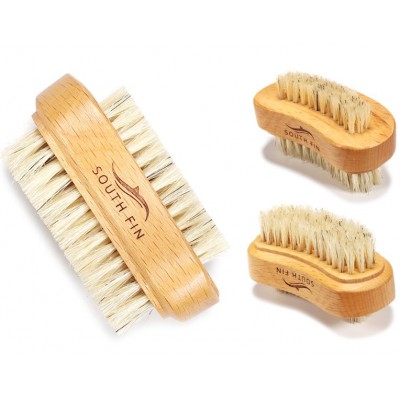 2020 New 2-headedfiber Beech Wood Scrubbing Two Sided Natural Bristle Wooden Nail Brush