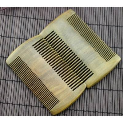 Custom Logo Quality Natural Sandalwood Double Tooth Wood Beaded Lice Beard Combs for Sale