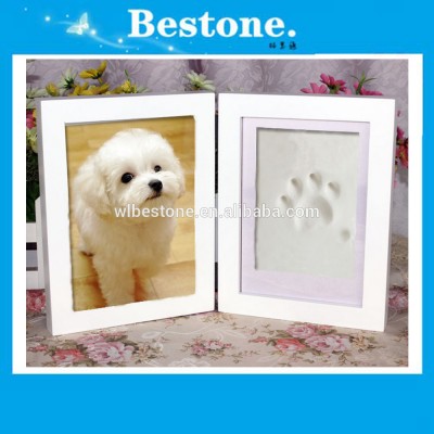 baby keepsake wood pet dog photo frame footprint and handprint